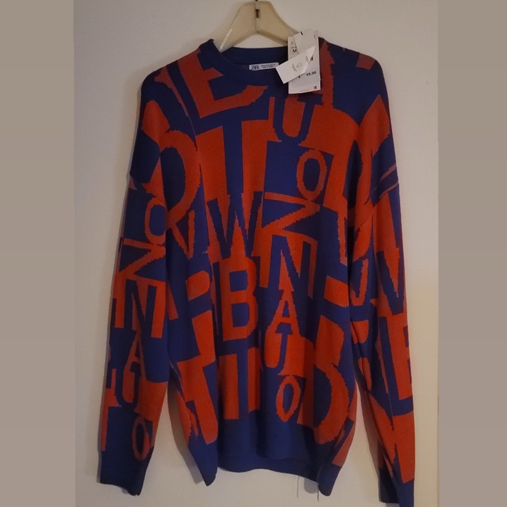 Zara’s Men's Blue and Orange Sweater